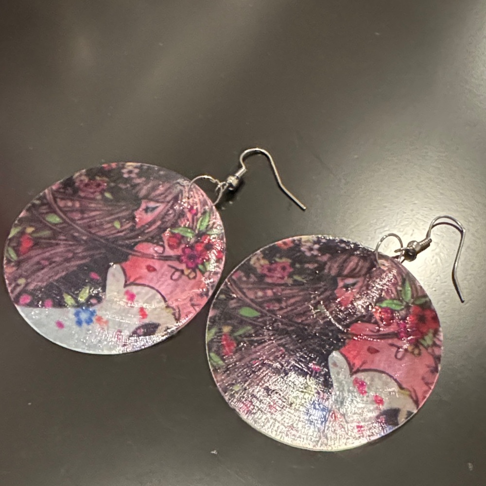 Floral Pink and Purple Earrings